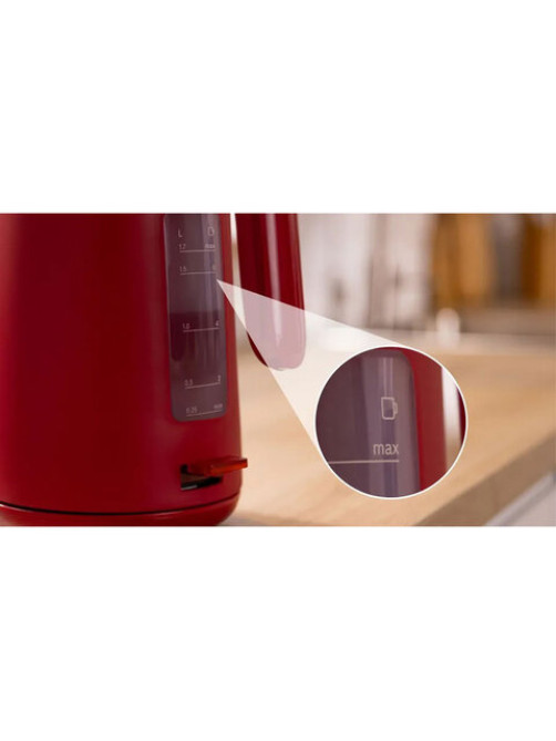 Чайник BOSCH TWK 2M164, 1,7 л, 2400 Вт, закрытый нагревательный элемент, пластик, красный