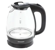 Чайник SONNEN KT-1786, 1,7 л, 2200 Вт, закрытый нагревательный элемент, стекло, 453422