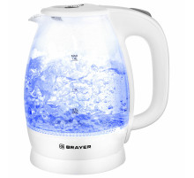 Чайник BRAYER BR1013WH, 1,8 л, 2200 Вт, закрытый нагревательный элемент, стекло, белый