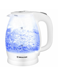 Чайник BRAYER BR1013WH, 1,8 л, 2200 Вт, закрытый нагревательный элемент, стекло, белый