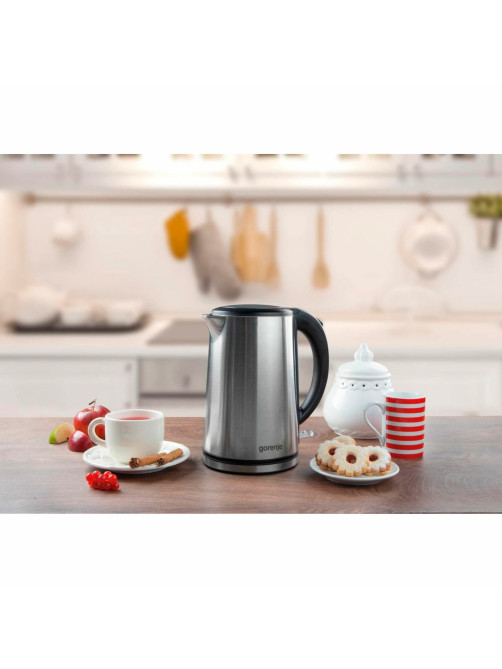 Чайник GORENJE K15DWS, 1,5 л, 2200 Вт, закрытый нагревательный элемент, металл, 740214