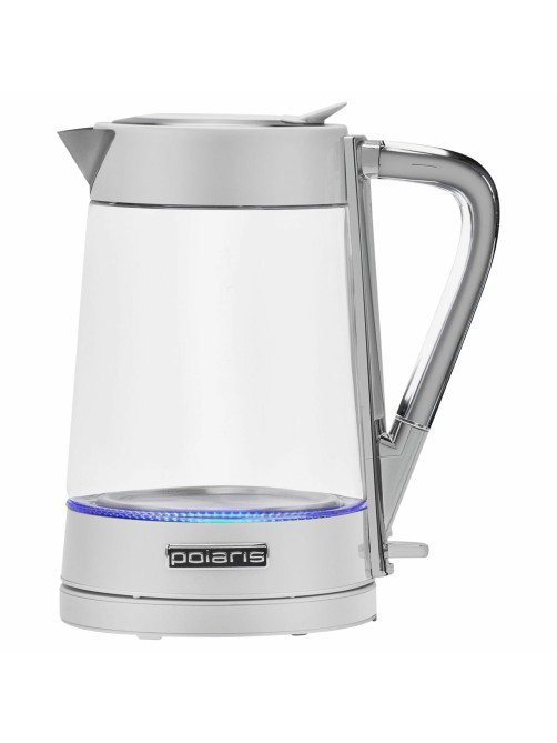 Чайник POLARIS PWK 1715 CGL, 1,7 л, 1850-2200 Вт, закрытый нагревательный элемент, стекло, белый, 54125, PWK 1715 CGL w