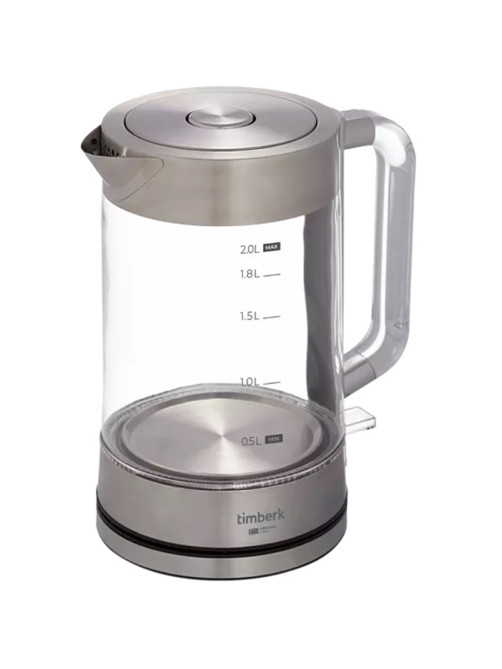 Чайник TIMBERK T-EK27G04, 2 л, 2200 Вт, закрытый нагревательный элемент, стекло, стальной