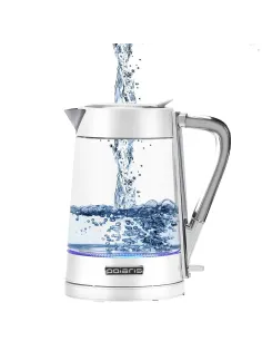 Чайник POLARIS PWK 1715 CGL, 1,7 л, 1850-2200 Вт, закрытый нагревательный элемент, стекло, белый, 54125, PWK 1715 CGL w