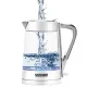Чайник POLARIS PWK 1715 CGL, 1,7 л, 1850-2200 Вт, закрытый нагревательный элемент, стекло, белый, 54125, PWK 1715 CGL w
