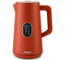 Чайник KITFORT КТ-6115-3, 1,5 л, 1800 Вт, закрытый нагревательный элемент, ТЕРМОРЕГУЛЯТОР, двойные стенки, красный