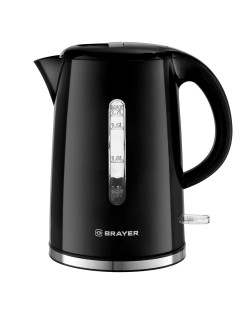 Чайник BRAYER BR1032, 1,7 л, 2200 Вт, закрытый нагревательный элемент, автоотключение, пластик, черный, 1032BR