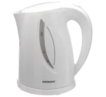 Чайник SONNEN KT-1758, 1,7 л, 2200 Вт, закрытый нагревательный элемент, пластик, белый, 453415