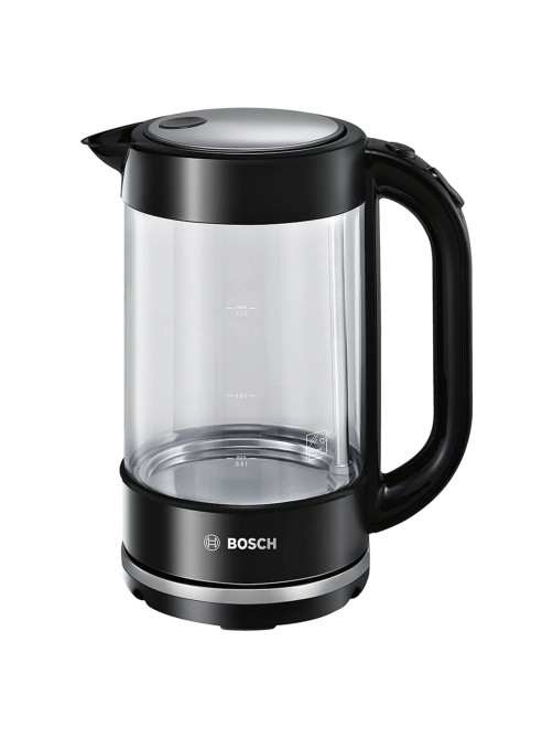Чайник BOSCH TWK70B03, 1,7 л, 2400 Вт, закрытый нагревательный элемент, стекло, черный