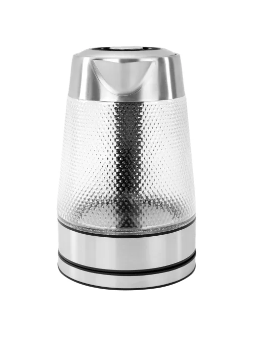 Чайник электрический SONNEN KT-1809, 1,8л, 2200 Вт, термостойкое стекло текстура ромб, внутренняя подсветка синяя, нержавеющая сталь, 455142