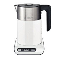 Чайник BOSCH TWK8611P, 1,5 л, 2400 Вт, закрытый нагревательный элемент, нержавеющая сталь, белый