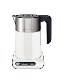 Чайник BOSCH TWK8611P, 1,5 л, 2400 Вт, закрытый нагревательный элемент, нержавеющая сталь, белый