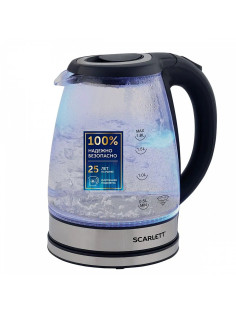 Чайник SCARLETT SC-EK27G88, 1,8 л, 1800 Вт, закрытый нагревательный элемент, стекло, черный