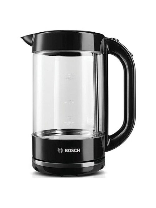 Чайник BOSCH TWK70B03, 1,7 л, 2400 Вт, закрытый нагревательный элемент, стекло, черный