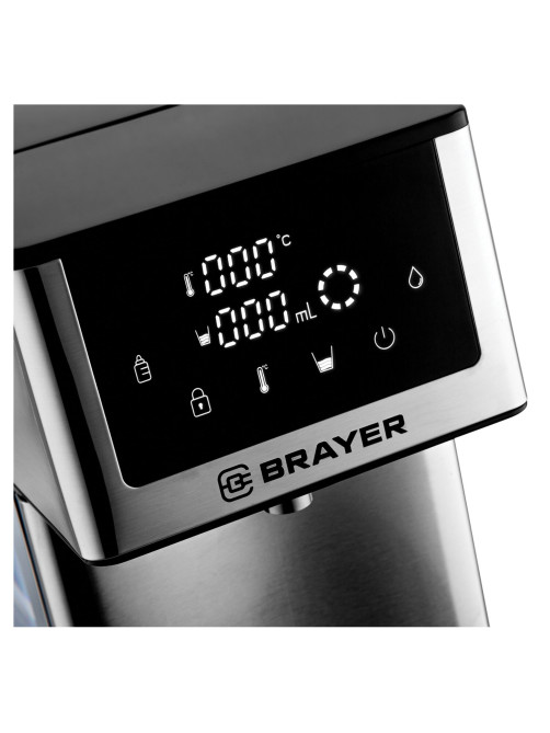 Термопот на 2,7 литра, 2 режима подачи воды, BRAYER BR6001, 2600 Вт, 7 температурных режимов, стальной