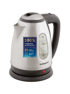 Чайник SCARLETT SC-EK21S88, 1,8 л, 2200 Вт, закрытый нагревательный элемент, стальной