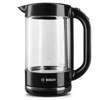 Чайник BOSCH TWK70B03, 1,7 л, 2400 Вт, закрытый нагревательный элемент, стекло, черный