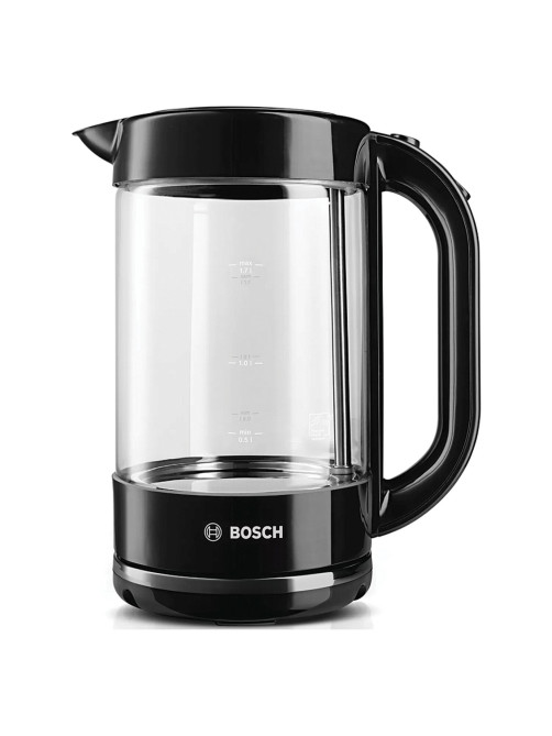 Чайник BOSCH TWK70B03, 1,7 л, 2400 Вт, закрытый нагревательный элемент, стекло, черный