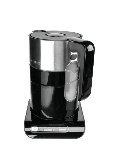 Чайник BOSCH TWK8613P, 1,5 л, 2400 Вт, закрытый нагревательный элемент, нержавеющая сталь, черный