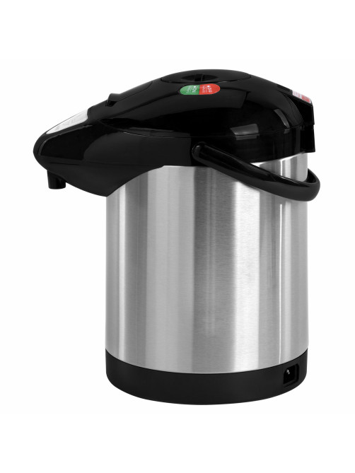Термопот SONNEN TP-28, 3 л, 900 Вт, 1 температурный режим, ручной насос, сталь, черный/серебро, 456712