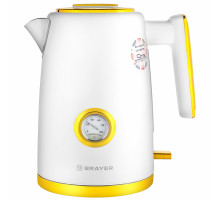 Чайник с термометром BRAYER BR1018, 1,7 л, 2200 Вт, закрытый нагревательный элемент, сталь, белый