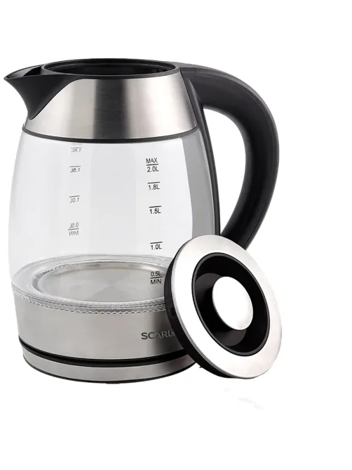 Чайник SCARLETT SC-EK27G13, 2 л, 2200 Вт, закрытый нагревательный элемент, стекло, стальной
