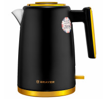 Чайник BRAYER BR1017, 1,7 л, 2200 Вт, закрытый нагревательный элемент, сталь, черный