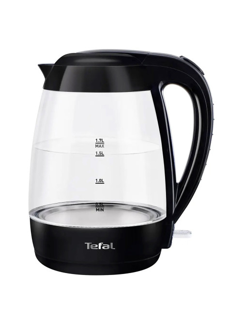 Чайник TEFAL KO450832, 1,7 л, 2400 Вт, закрытый нагревательный элемент, стекло, черный