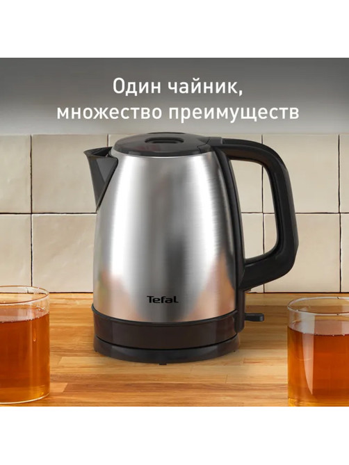 Чайник TEFAL KI150D30, 1,7 л, 2400 Вт, закрытый нагревательный элемент, сталь, серебристый, 7211001458