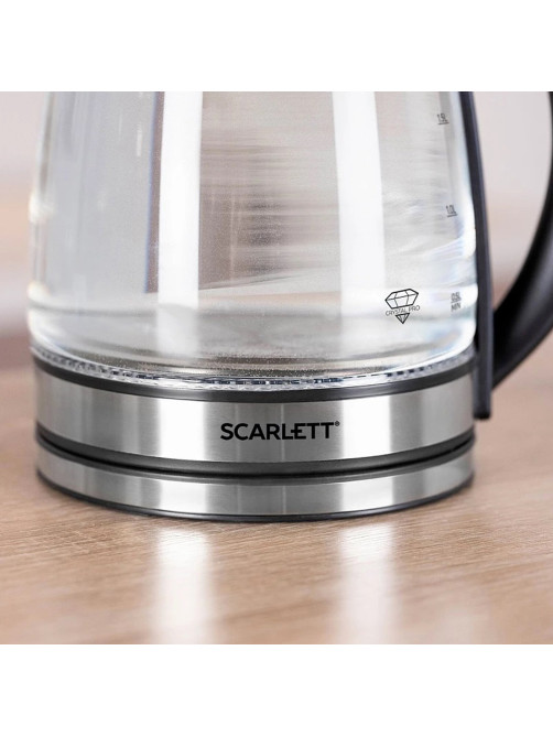 Чайник SCARLETT SC-EK27G54, 1,7 л, 1800 Вт, закрытый нагревательный элемент, стекло, стальной