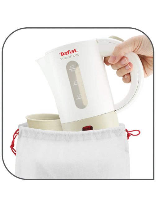 Чайник TEFAL KO120130, 0,5 л, 650 Вт, закрытый нагревательный элемент, пластик, бело-бежевый, 7211001544