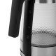 Чайник электрический SONNEN KT-1809, 1,8л, 2200 Вт, термостойкое стекло текстура ромб, внутренняя подсветка синяя, нержавеющая сталь, 455142