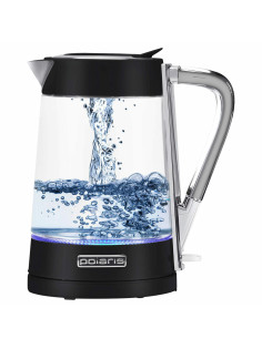 Чайник POLARIS PWK 1715 CGL, 1,7 л, 1850-2200 Вт, закрытый нагревательный элемент, стекло, черный, 48643, PWK 1715 CGL b