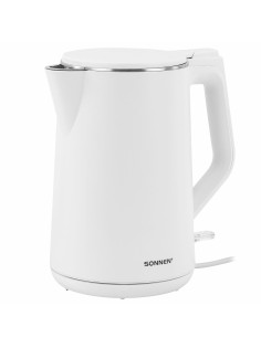 Чайник электрический с двойными стенками SONNEN KT-4103, 1,5 л, 2200 Вт, белый, 456376