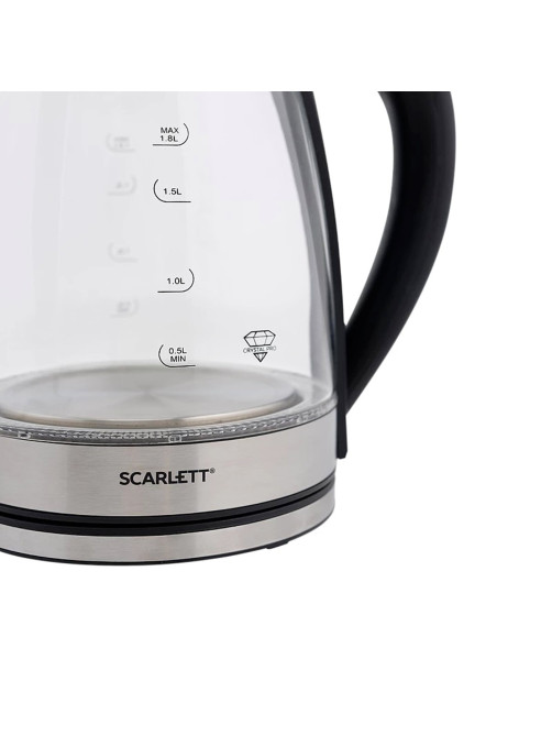 Чайник SCARLETT SC-EK27G35, 1,8 л, 1800 Вт, закрытый нагревательный элемент, стекло, стальной