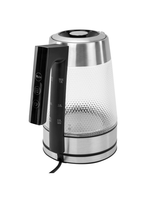 Чайник электрический с терморегулятором SONNEN KT-1809D, 1,8 л, 2200 Вт, 5 цветов подсветки, 5 температур, стекло текстура ромб, 455141