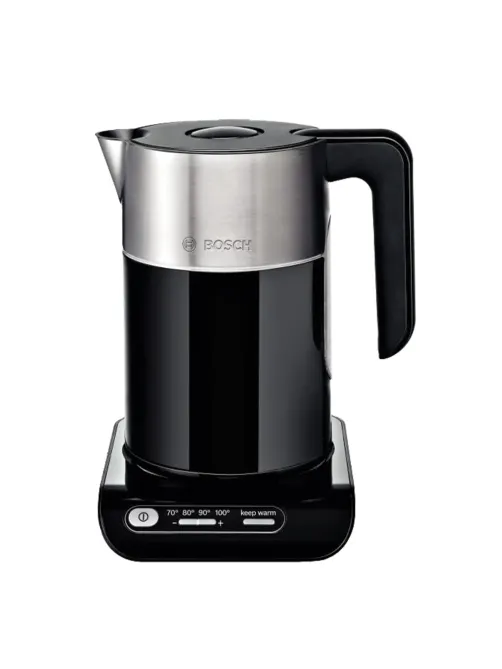 Чайник BOSCH TWK8613P, 1,5 л, 2400 Вт, закрытый нагревательный элемент, нержавеющая сталь, черный