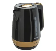 Чайник SONNEN KT-1776, 1,7 л, 2200 Вт, закрытый нагревательный элемент, пластик, черный/горчичный, 453418