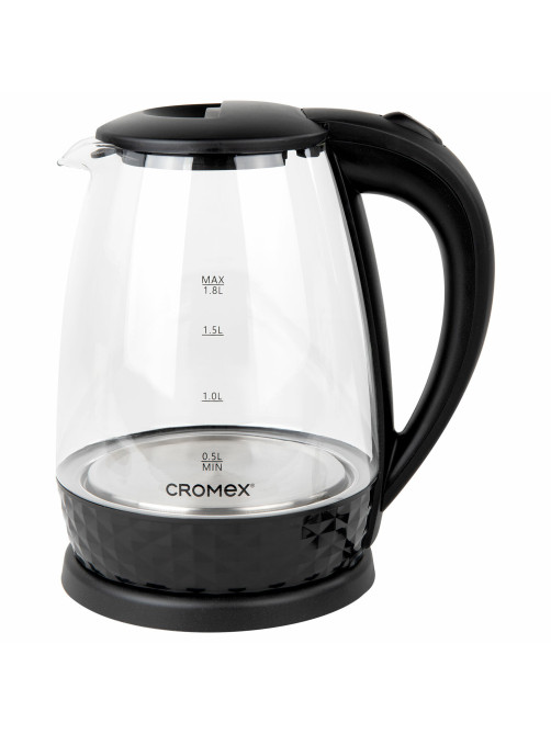 Чайник электрический CROMEX (КРОМЕКС) KT-308, 1,8 л, 1500 Вт, стекло, черный, 455150