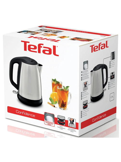 Чайник TEFAL KI270D30, 1,7 л, 2400 Вт, закрытый нагревательный элемент, сталь, серебристый, 7211002374