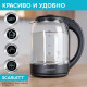 Чайник SCARLETT SC-EK27G90, 1,7 л, 1800 Вт, закрытый нагревательный элемент, стекло, черный