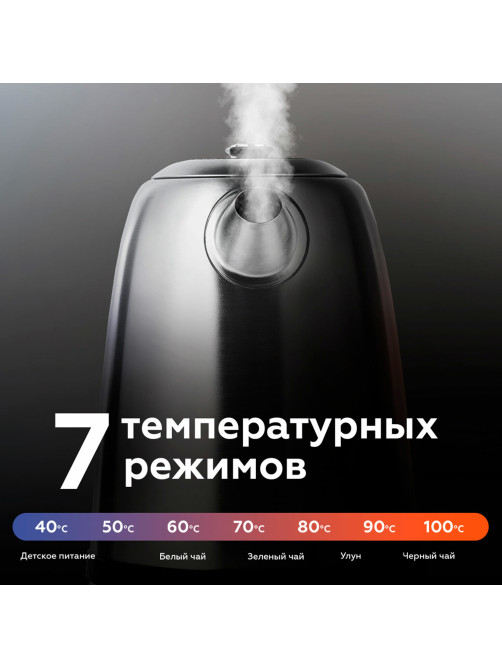 Чайник BQ (БИ-КЬЮ) KT1724SW, 1,7 л, 2200 Вт, закрытый нагревательный элемент, ТЕРМОРЕГУЛЯТОР, стальной, 86189269