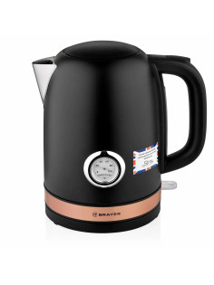 Чайник с термометром BRAYER BR1005BK, 1,7 л, 2200 Вт, закрытый нагревательный элемент, сталь, черный