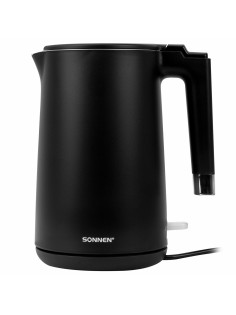 Чайник электрический с двойными стенками SONNEN KT-8719B, 1,5 л, 2200 Вт, черный, 454692