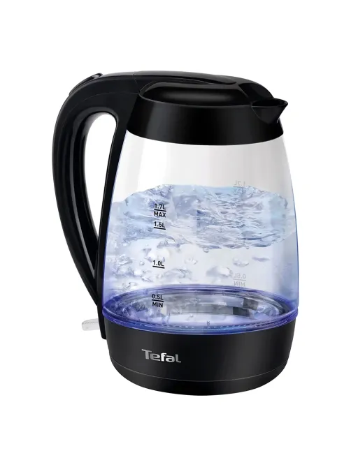 Чайник TEFAL KO450832, 1,7 л, 2400 Вт, закрытый нагревательный элемент, стекло, черный