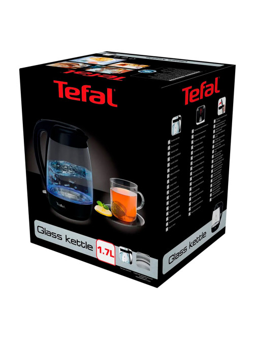 Чайник TEFAL KO450832, 1,7 л, 2400 Вт, закрытый нагревательный элемент, стекло, черный
