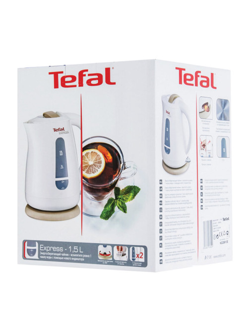 Чайник TEFAL KO29913E, 1,5 л, 2200 Вт, закрытый нагревательный элемент, пластик, белый, 7211000396