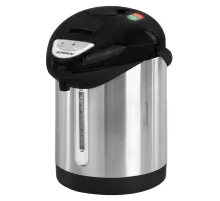 Термопот SONNEN TP-28, 3 л, 900 Вт, 1 температурный режим, ручной насос, сталь, черный/серебро, 456712