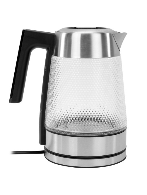 Чайник электрический с терморегулятором SONNEN KT-1809D, 1,8 л, 2200 Вт, 5 цветов подсветки, 5 температур, стекло текстура ромб, 455141