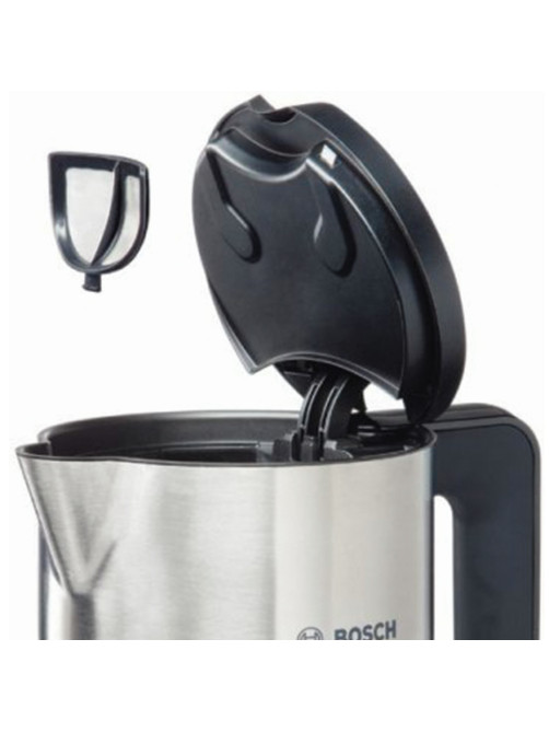 Чайник BOSCH TWK8611P, 1,5 л, 2400 Вт, закрытый нагревательный элемент, нержавеющая сталь, белый